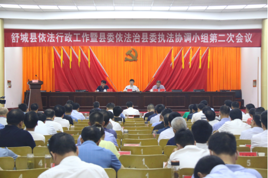 舒城县召开依法行政工作暨县委依法治县委员会执法协调小组第二次会议