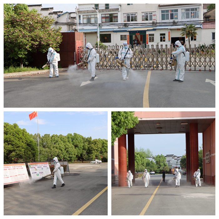 —干汊河中学组织开展校园全面消毒消杀工作