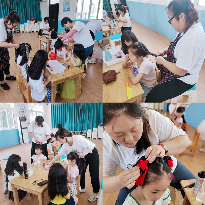 孔集幼儿园开展保育员梳头发技能大赛
