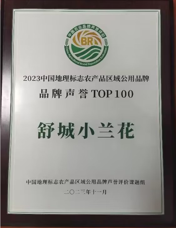 舒城小兰花荣登2023中国地理标志农产品区域公用品牌品牌声誉百强榜