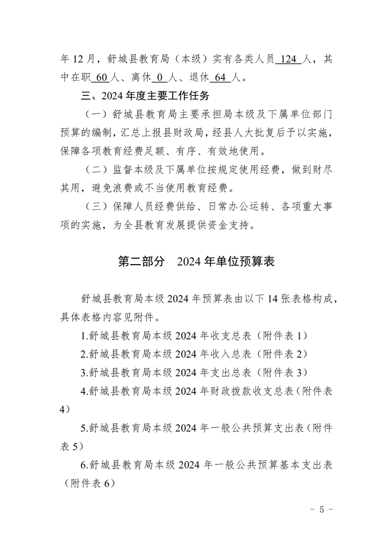 舒城县教育局本级2024年单位预算公开