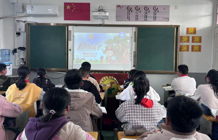 棠树乡中心小学少工委组织召开森林防火主题教育班会